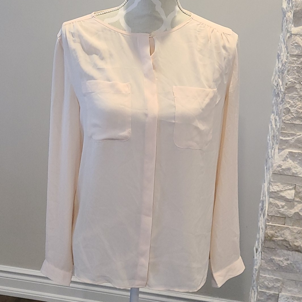 Loft semi sheer long sleeve blouse